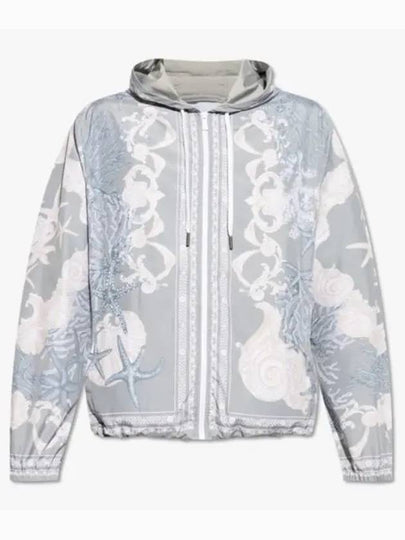 Barocco Print Zip-Up Hoodie Grey - VERSACE - BALAAN 2