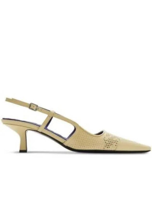 Leather Chisel Slingback Heels Beige - BURBERRY - BALAAN 2