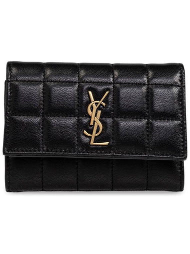 Cassandra Matelasse Carre Half Wallet Black - SAINT LAURENT - BALAAN 1