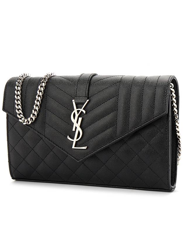 Matelasse Monogram Chain Cross Bag Black - SAINT LAURENT - BALAAN 3