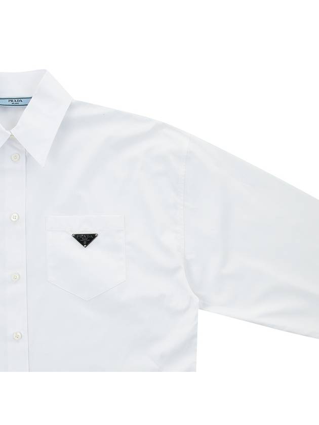 Women's Triangle Logo Poplin Long Sleeve Shirt White - PRADA - BALAAN 5