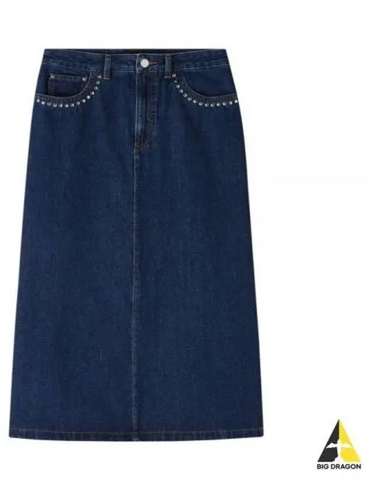 Redwood Rivet Flare Cut Denim A-Line Skirt Stonewashed Indigo - A.P.C. - BALAAN 2