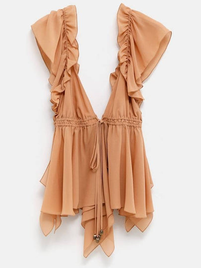 women ruffle blouse brown - CHLOE - BALAAN 2