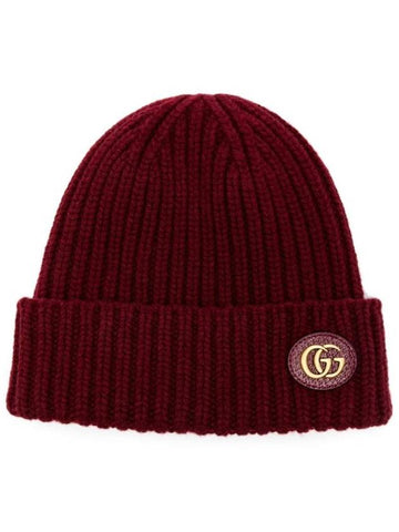 Double G Wool Cashmere Beanie Burgundy - GUCCI - BALAAN 1