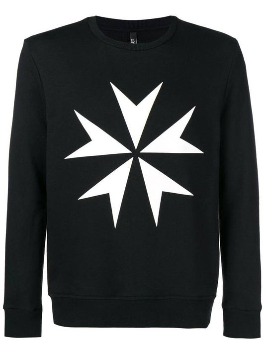 Men's Maltese Cross Printed Sweatshirt Black - NEIL BARRETT - BALAAN 1