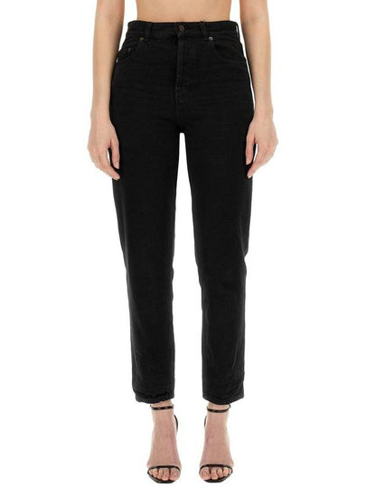 Vanessa Denim Straight Jeans Black - SAINT LAURENT - BALAAN 2