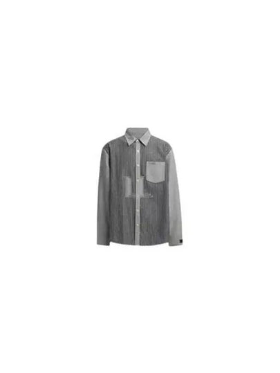 Button Down Striped Long Sleeve Shirt Grey - COACH - BALAAN 2