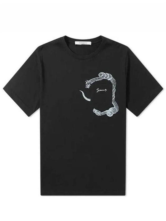 Dragon Print Pocket Short Sleeve T-Shirt Black - GIVENCHY - BALAAN 1