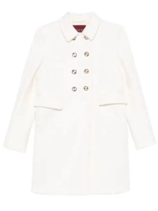 Slim Fit Wool Double Coat White - GUCCI - BALAAN 2