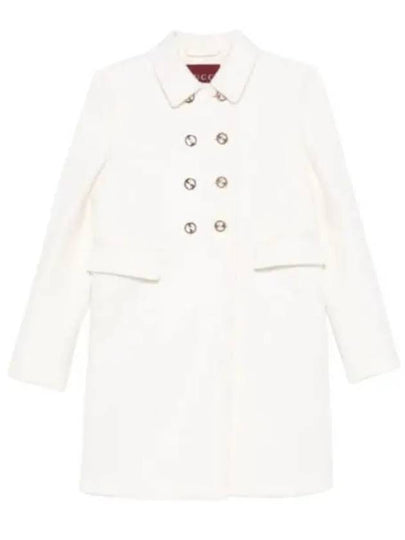 Slim Fit Wool Double Coat White - GUCCI - BALAAN 2