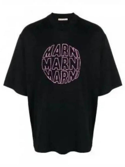 Circular Logo Short Sleeve T-Shirt Black - MARNI - BALAAN 2