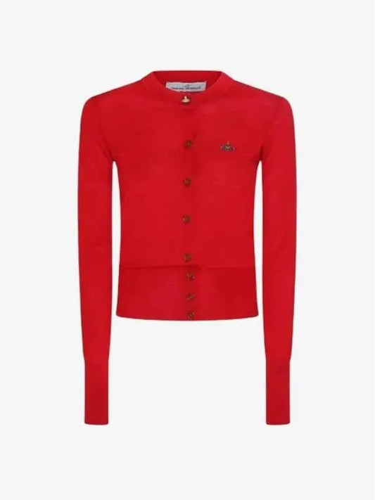 Bea Embroidered Logo Cardigan Red - VIVIENNE WESTWOOD - BALAAN 2