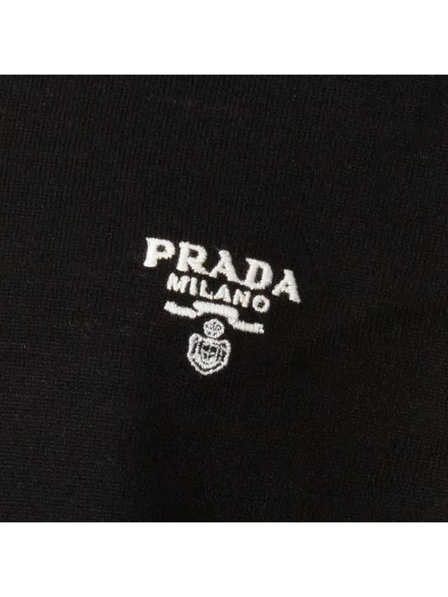 Superfine Crew neck Wool Knitted Sweater Black - PRADA - BALAAN 5