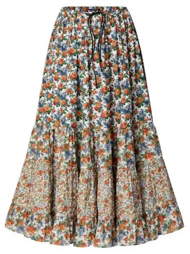 Mixed floral tiered skirt 1AFHI0 - LOUIS VUITTON - BALAAN 1