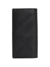 Check Leather Long Wallet Black - BURBERRY - BALAAN 3