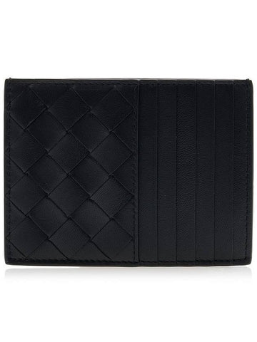 Intrecciato Leather Card Wallet Black - BOTTEGA VENETA - BALAAN 1