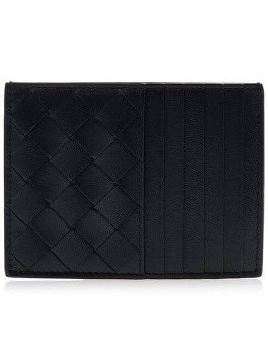 Intrecciato Leather Card Wallet Black - BOTTEGA VENETA - BALAAN 1