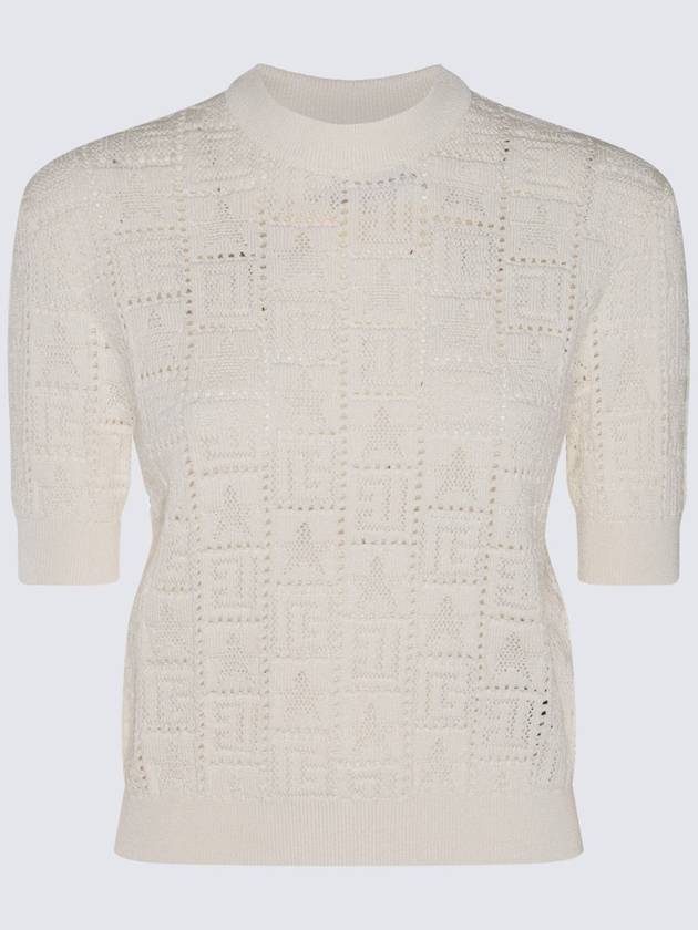 Balmain White Viscose Logo Knitwear - BALMAIN - BALAAN 1