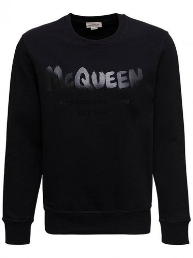 Men's Graffiti Logo Sweatshirt Black - ALEXANDER MCQUEEN - BALAAN 1