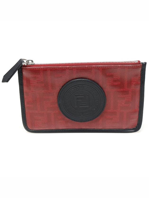 7N0089 Red FF Logo Juca Coated Canvas Small Zipper Pouch - GIVENCHY - BALAAN 1