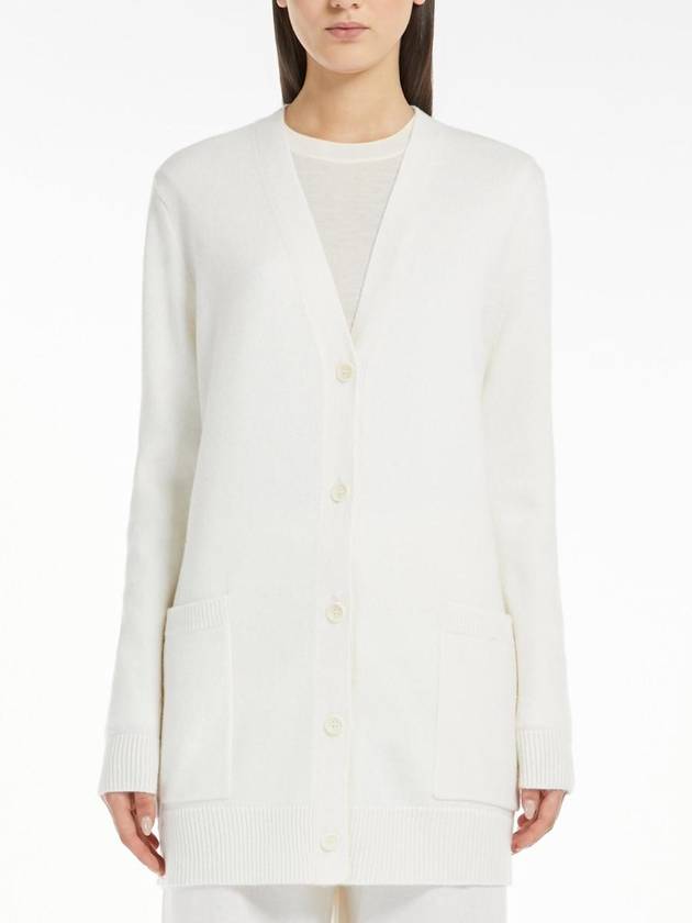 Villa Wool Cashmere Cardigan White - MAX MARA - BALAAN 3