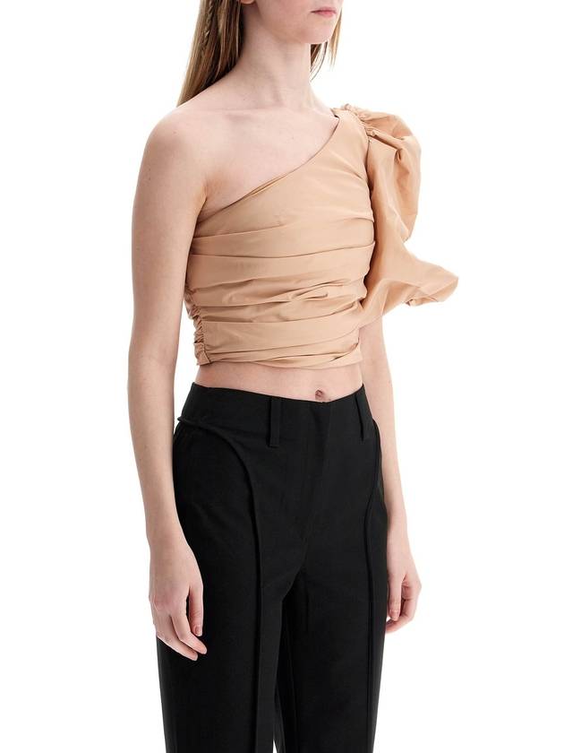 asymmetrical one-shoulder taffeta top in cameo pink - PINKO - BALAAN 2