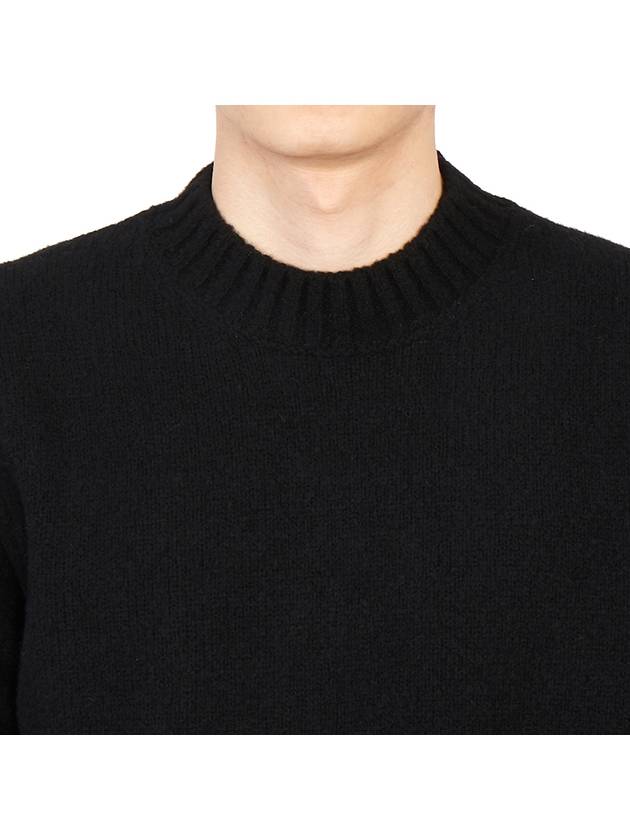 Men's Crew Neck Wool Knit Top Black - TEN C - BALAAN 7