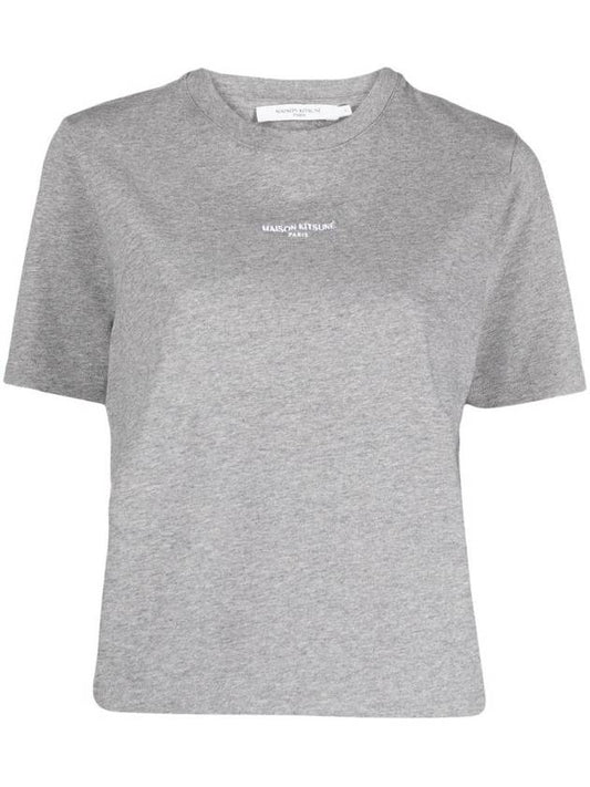 Paris Embroidered Logo Boxy Short Sleeve T-Shirt Gray Melange - MAISON KITSUNE - BALAAN 1
