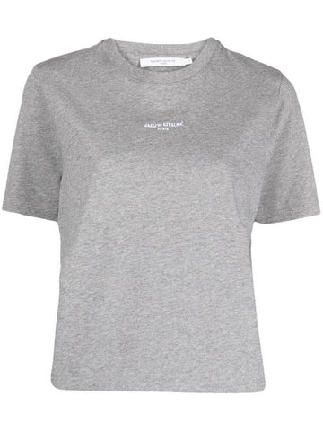 Paris Embroidered Logo Boxy Short Sleeve T-Shirt Grey Melange - MAISON KITSUNE - BALAAN 1