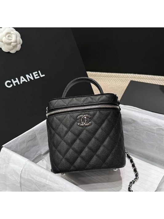 Top handle vanity bag black cosmetic bag caviar - CHANEL - BALAAN 1