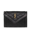 Gabi Small Envelope Quilted Lambskin Halfwallet Black - SAINT LAURENT - BALAAN.