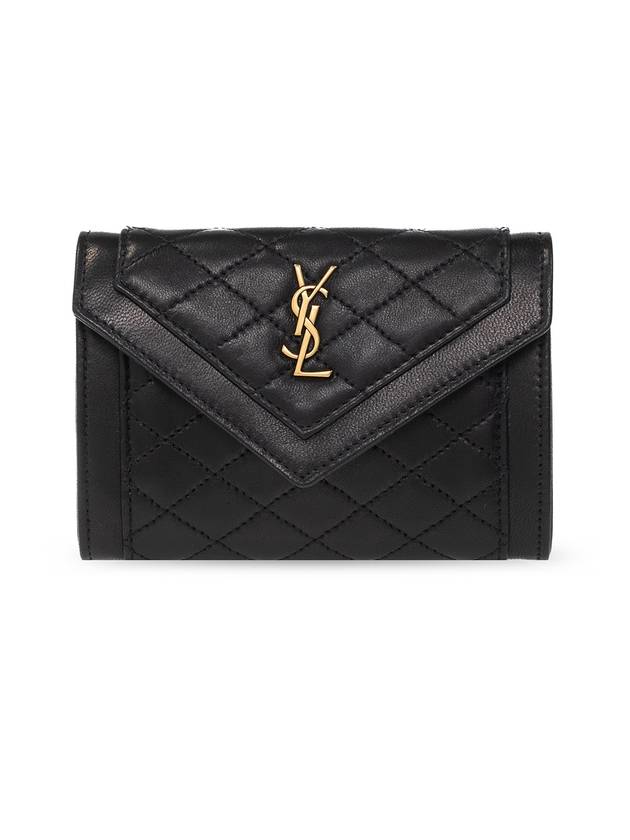 Gabi Envelope Quilting Small Lambskin Half Wallet Black - SAINT LAURENT - BALAAN 1