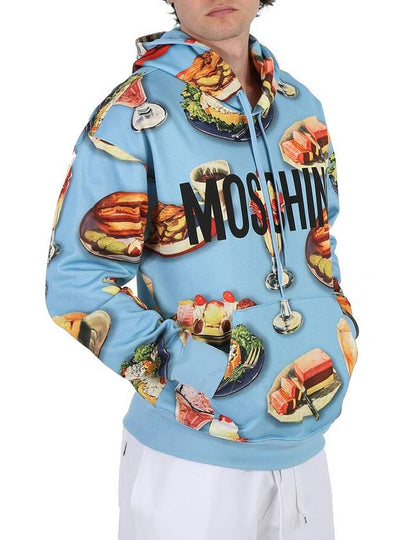 Moschino Blue Fantasy Food Print Cotton-Blend Hoodie, Brand Size 44 (US Size 34) - MOSCHINO - BALAAN 2