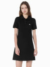 JEANS Women s Black Chest Embroidered Logo Polo Dress J222371 BEH - CALVIN KLEIN - BALAAN 1