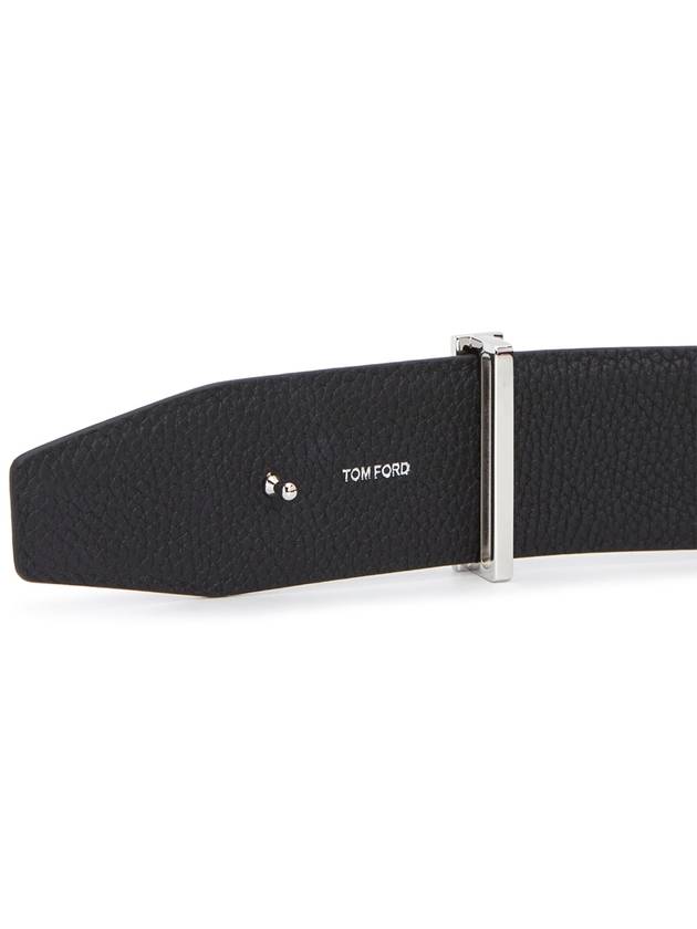 Sliver Soft Grain Leather T Icon Belt Dark Navy Black - TOM FORD - BALAAN 8