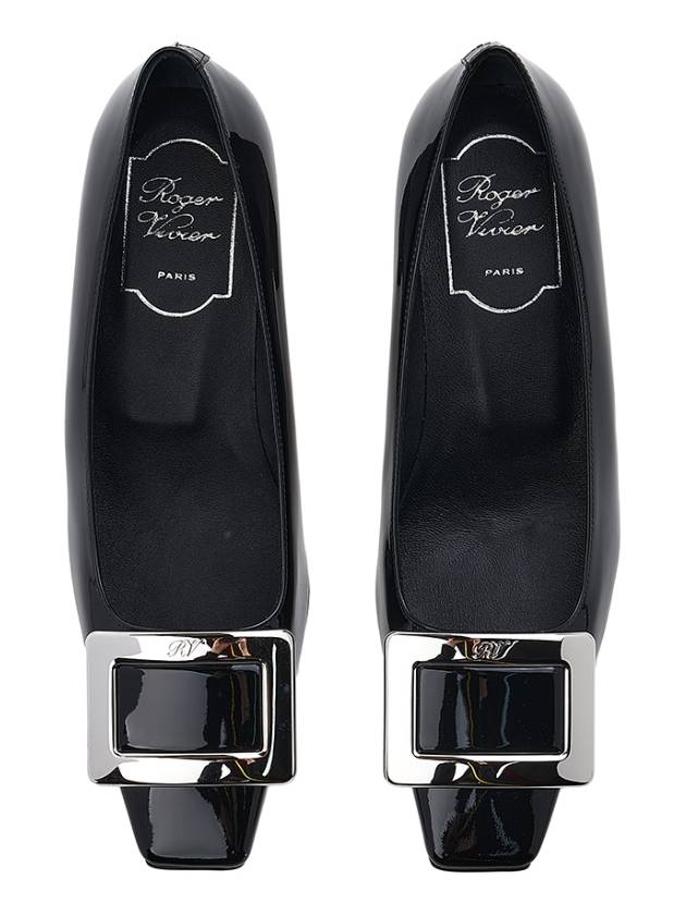 Buckle Patent Leather 45mm Square Toe Pumps Heel Black - ROGER VIVIER - BALAAN.