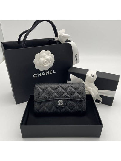 Classic Flap Wallet Grained Calfskin & Silver Black - CHANEL - BALAAN 2