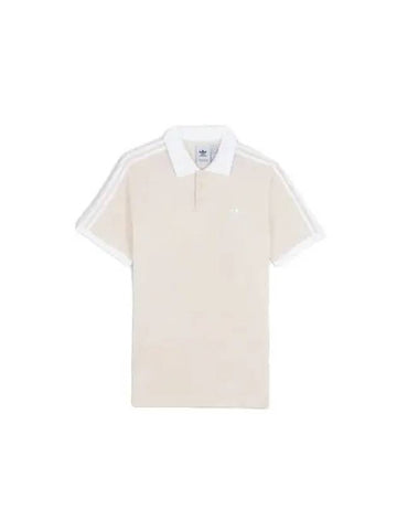 3 Stripe Cotton Polo Shirt Wonder White - ADIDAS - BALAAN 1