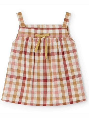 Bonpoint Caramel Lys Gingham-print Sleeveless Cotton Blouse, Size 4Y - BONPOINT - BALAAN 1