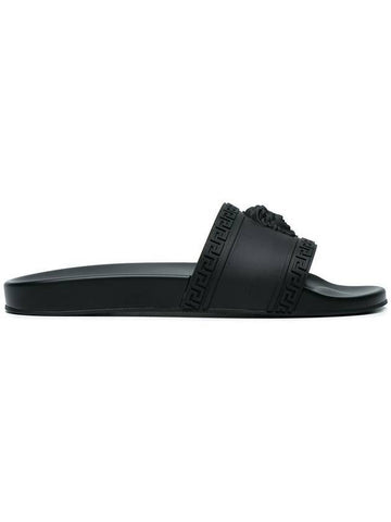 Greca Medusa Embossed Rubber Slippers Black - VERSACE - BALAAN 1