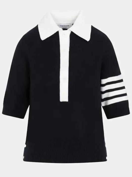 Cotton 4-Bar Hector Polo T- Shirt Navy - THOM BROWNE - BALAAN 2