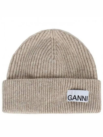 Women's Logo Wool Beanie Sand Beige - GANNI - BALAAN 2