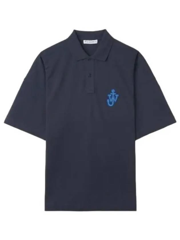 Anchor Logo Polo Shirt Navy Collar T - JW ANDERSON - BALAAN 1