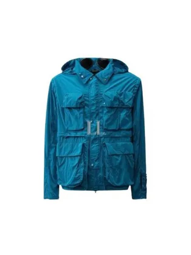 Chrome-R Goggle Utility Hooded Jacket Blue - CP COMPANY - BALAAN 2