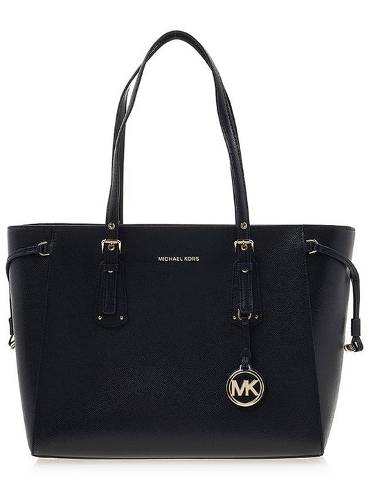 Voyager Medium Cross Grain Leather Tote Bag Black - MICHAEL KORS - BALAAN.