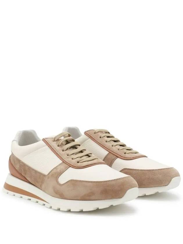 OLIMPO Texture Leather & Suede Sneakers MZUAVLA289 B0081187027 - BRUNELLO CUCINELLI - BALAAN 3