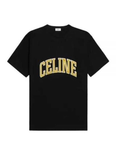 Loose Cotton Jersey Short Sleeve T-Shirt Black - CELINE - BALAAN 2