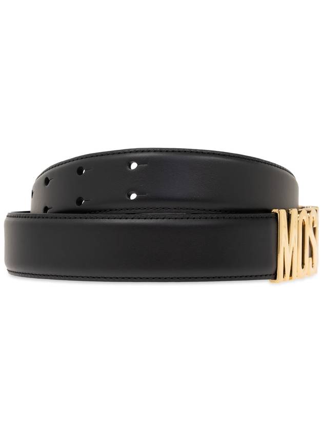 Women's Logo Leather Belt Black - MOSCHINO - BALAAN 4