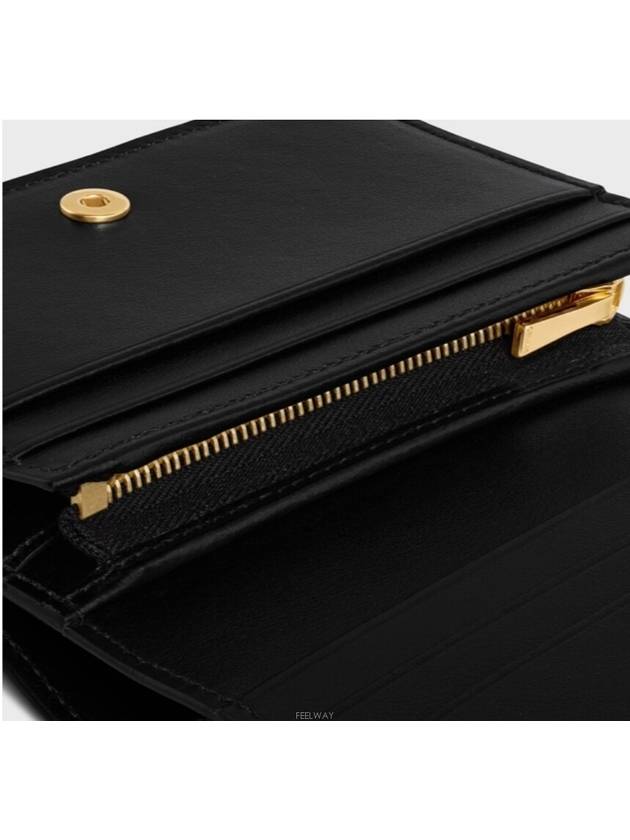 Triomphe Compact Shiny Calfskin Half Wallet Black - CELINE - BALAAN 6