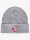 Logo Arctic Disc Rib Beanie Heather Grey - CANADA GOOSE - BALAAN 3